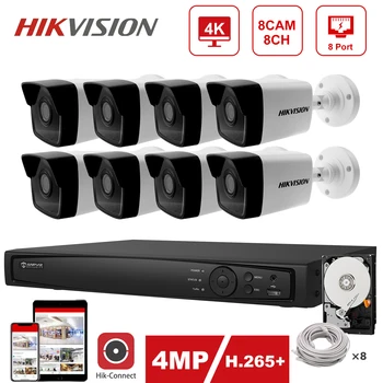 Set IP security Hikvision 4K 8CH POE NVR Hikvision POE IP kamera 4MP DS-2CD1043G0-I Vanjska sigurnost 30 m IR Plug and play H. 265