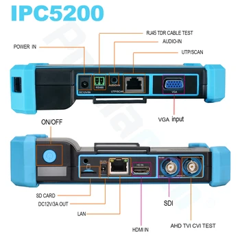 Tester video nadzor WANGLU IPC-5200 Plus Full HD 8MP IP CVI TVI AHD CVBS monitor IP kamera otkrivanje 5-inčni IPS zaslon osjetljiv na dodir PTZ upravljanje