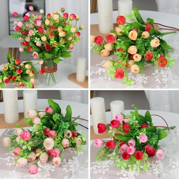 Umjetno Cvijeće 43 cm Ruže Svileni Buket za Vjenčanje Nevjesta Večernje Kućno Dvorište Spavaća soba Ured DIY Ukras Umjetne Biljke