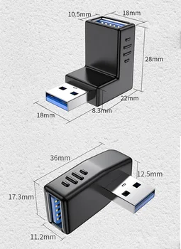 USB 3.0 A Priključak Adaptera između muškaraca i Žena nožica Produžni kabel Produžni kabel 90 Stupnjeva Lijevo Desno GORE Dolje Spojnica Za Laptop PC