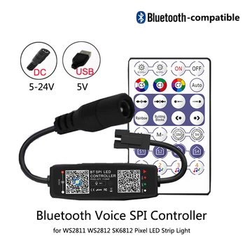 USB/DC5-24V WS2811 WS2812B Kontroler za piksel led trake SK6812 WS2812 Traka udaljena APLIKACIJA Bluetooth kompatibilan za Sinkroniziranje glazbe