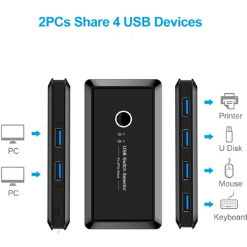 USB KVM Preklopnik USB 3,0 2,0 Prekidač 2 4 Izlaz KVM priključne stanice Pisač Zajedničko Korištenje Uređaja za Monitor Adapter je Pretvarač KVM
