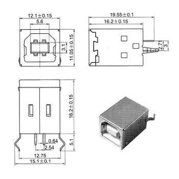 USB Type-B Ženski 4-pinski Izravni Priključak za pisač DYMO DIY Repair RODE NT-USB