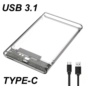USB TYPE-C 2.0/3.0/3.1 Transparentan Alat za Besplatno 2,5 Inča Gen2 10/5 Gbit/s SATA III Vanjski Tvrdi Disk HDD Telo SSD Torbica Kutija UASP