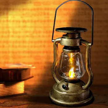 Visoka Kvaliteta Željeza Vintage Retro Kerozin Svjetla Plava Lampa Ručni Svjetiljka Solarna Punjiva U Zatvorenom Prostoru Vrt Led Noćno Svjetlo Svjetlo