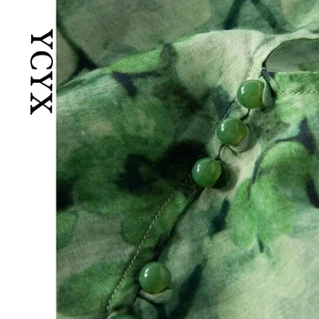 YCYX donje zelena haljina ljetni ogrtač od Pamuka i lana, sa po cijeloj površini haljina sa srednjom rukava ljetno Винтажное Haljina na Pertla YCYX118