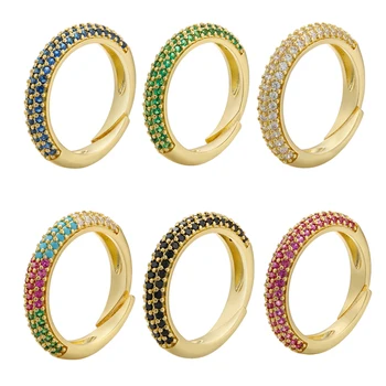 ZHUKOU 12 boja, ženske prstenje zlatne boje, modni podesivi prsten 2020, prsten s kristalima CZ za žene, večernje/pokloni model: VJ49