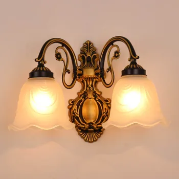 Zidne lampe, abažur s prekidačem, bijela cvjetni Dizajn, vintage jedan par, dvostruki domaći 2 svjetiljke, svjetiljke, dekoracija za dom, spavaće sobe