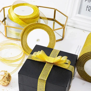 Zlato srebro sjaj svile satena luk pojas-traka za zurke kuće svadbeni nakit DIY poklon pakiranje božićni dekor za Halloween