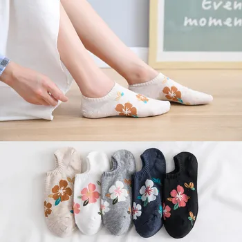 Ženske Slatka Čarape u Korejskom stilu, Кавайные Čarape s Vezom trešnje, Pamučne Čarape, Klasicni Čarape do Gležnja, Zabavne Čarape s cvjetnim uzorkom za Djevojčice
