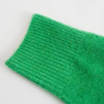 Ženski 2021 Zelena Modni pletene pulover s visokim воротом, Starinski Ženski Pulover Dugih Rukava, Šik top Femme